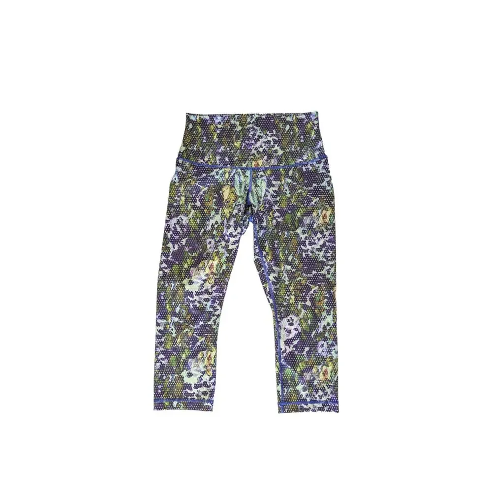 Lululemon Wunder Under Crop II Full-On Luxtreme Roll Down Floral Sport White 8